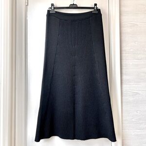 CREA Concept Wool Textured Front Knit Maxi Skirt Black